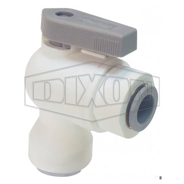 Dixon TrueSeal Ball Valve, 1/4 in, Tube x Tube Elbow Union, Glass-Reinforced Polypropylene Body PP4VEU4-MG - main
